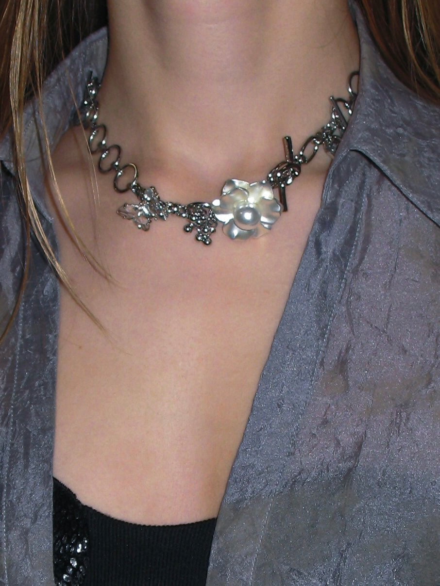 PROD 2024 Pre-spring Silver / Necklace/Bracelet / In-stock Pearl Flower Necklace/Bracelet