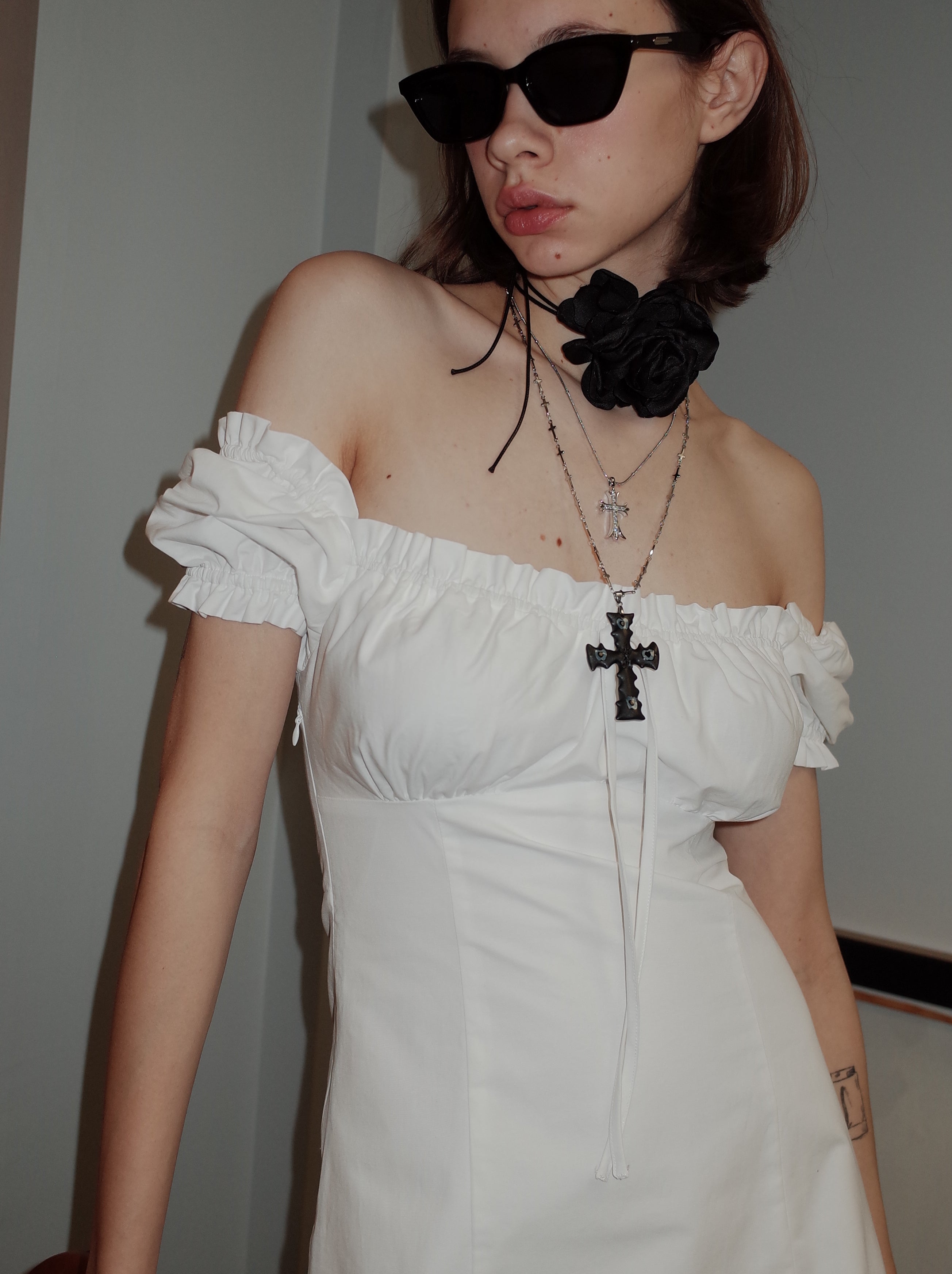 PROD 2024 Pre-spring Single chain / Black / In-stock Black Cross  Punk Necklace