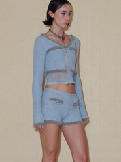 PROD 2024 Pre-spring The Ribbed Cropped Fur Trim Set