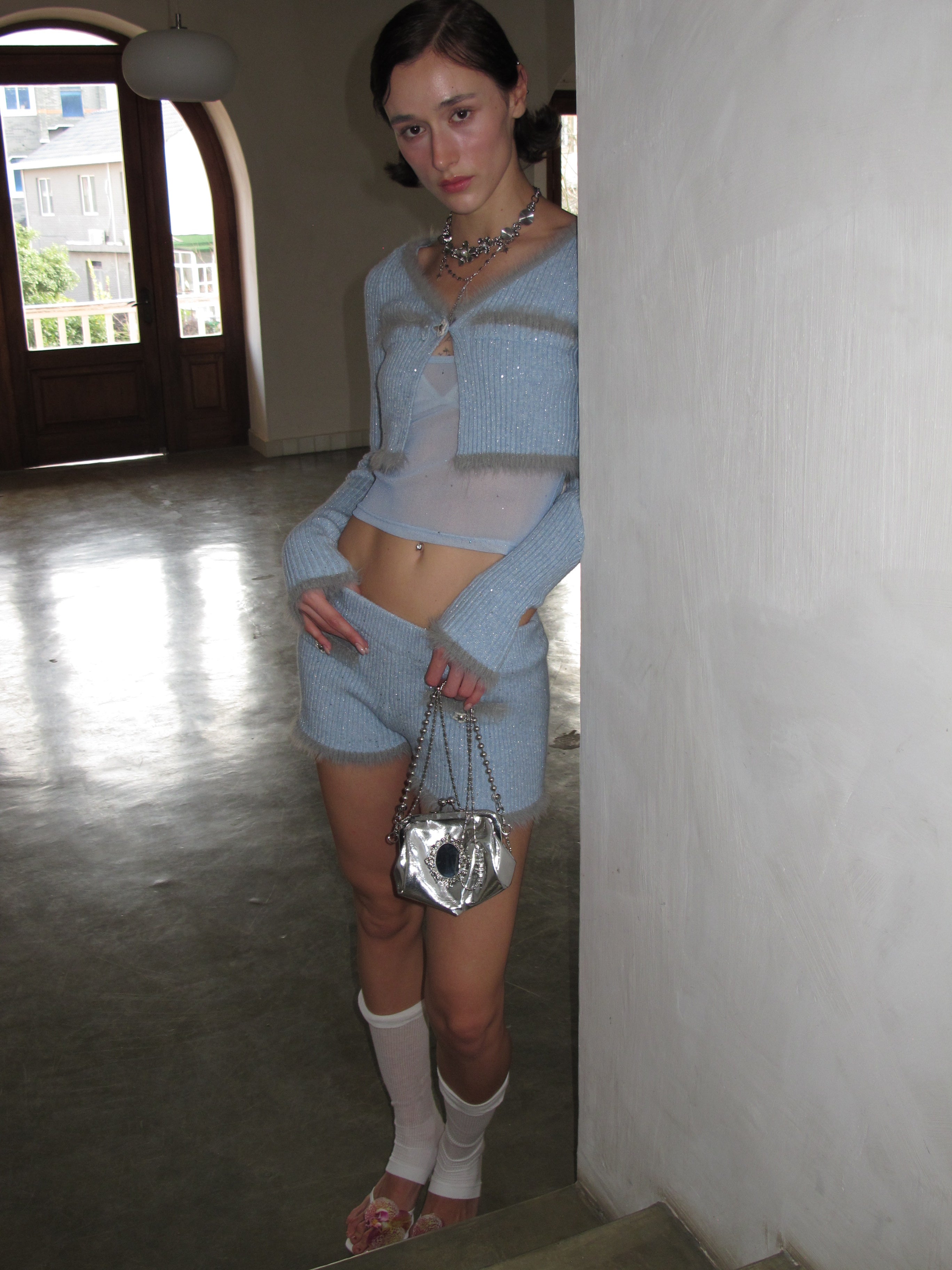 PROD 2024 Pre-spring The Ribbed Cropped Fur Trim Set