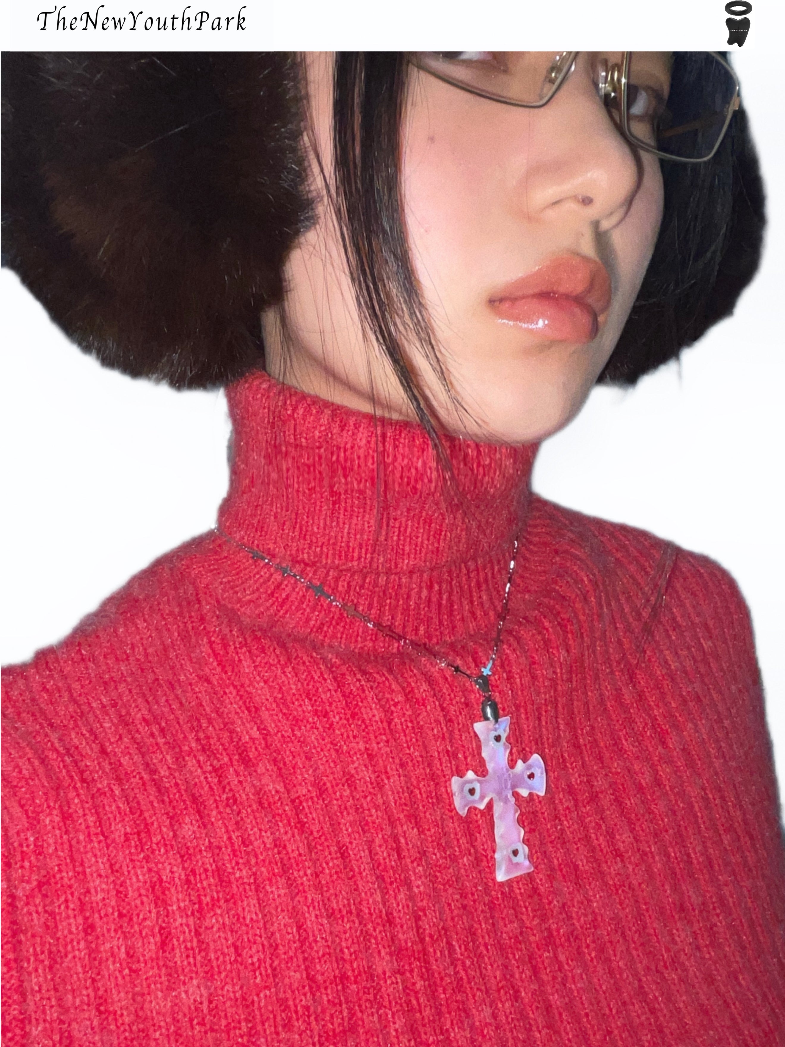 PROD 2024 Pre-spring Transparent Cross Punk Necklace