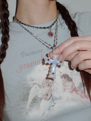 PROD 2024 Pre-spring Transparent Cross Punk Necklace