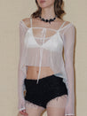 PROD 2024 Pre-spring Two Pieces Set Sheer Tulle Lace-up Tops