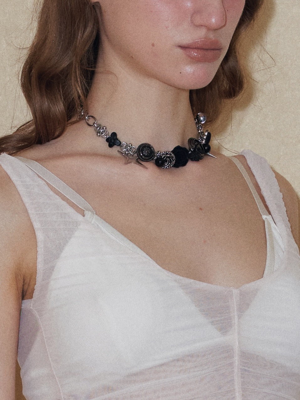 PROD 2024 Pre-spring Two Pieces Set Sheer Tulle Lace-up Tops