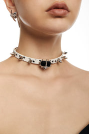 PROD 2024 Pre-spring White / One Size / In-stock Star Short Velvet Heart  Rivet Choker