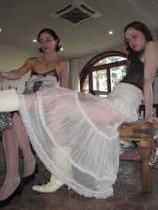 PROD 2024 Pre-spring XS / Beige / In-stock Semi-sheer Tiered Skirt（With Lace Shorts）