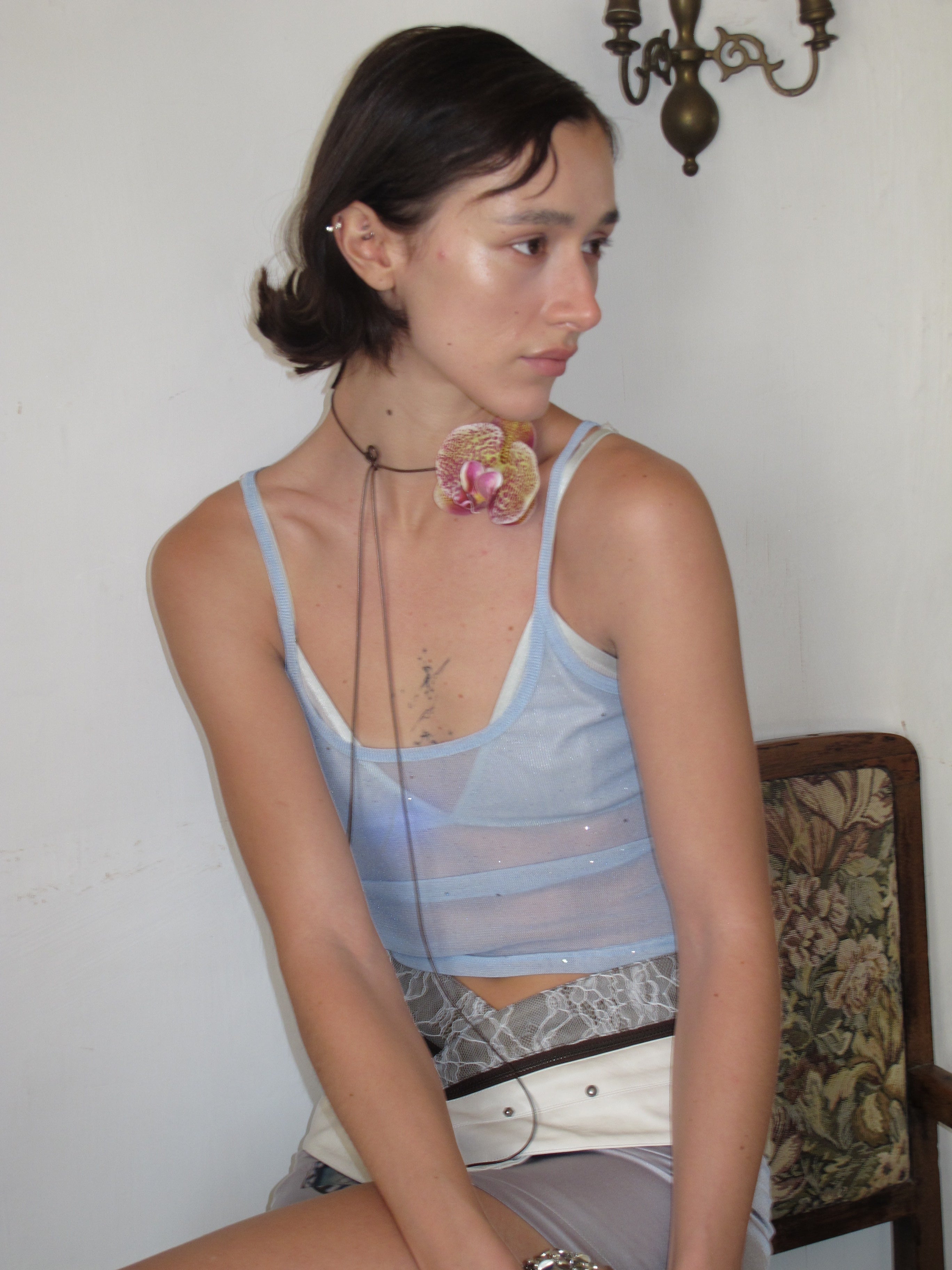 PROD 2024 Pre-spring XS / Blue / Pre-order20%off（5-8days） Semi-Sheer Cami Top