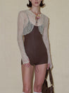 PROD 2024 Pre-spring XS / Cream（With Orchid 3pc Set） / In-stock Lace Hollow Out Hole Knitted hooded cardigan