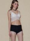 PROD 2024 Pre-spring XS / Only Tank Top / In-stock Two Pieces Set Sheer Tulle Lace-up Tops