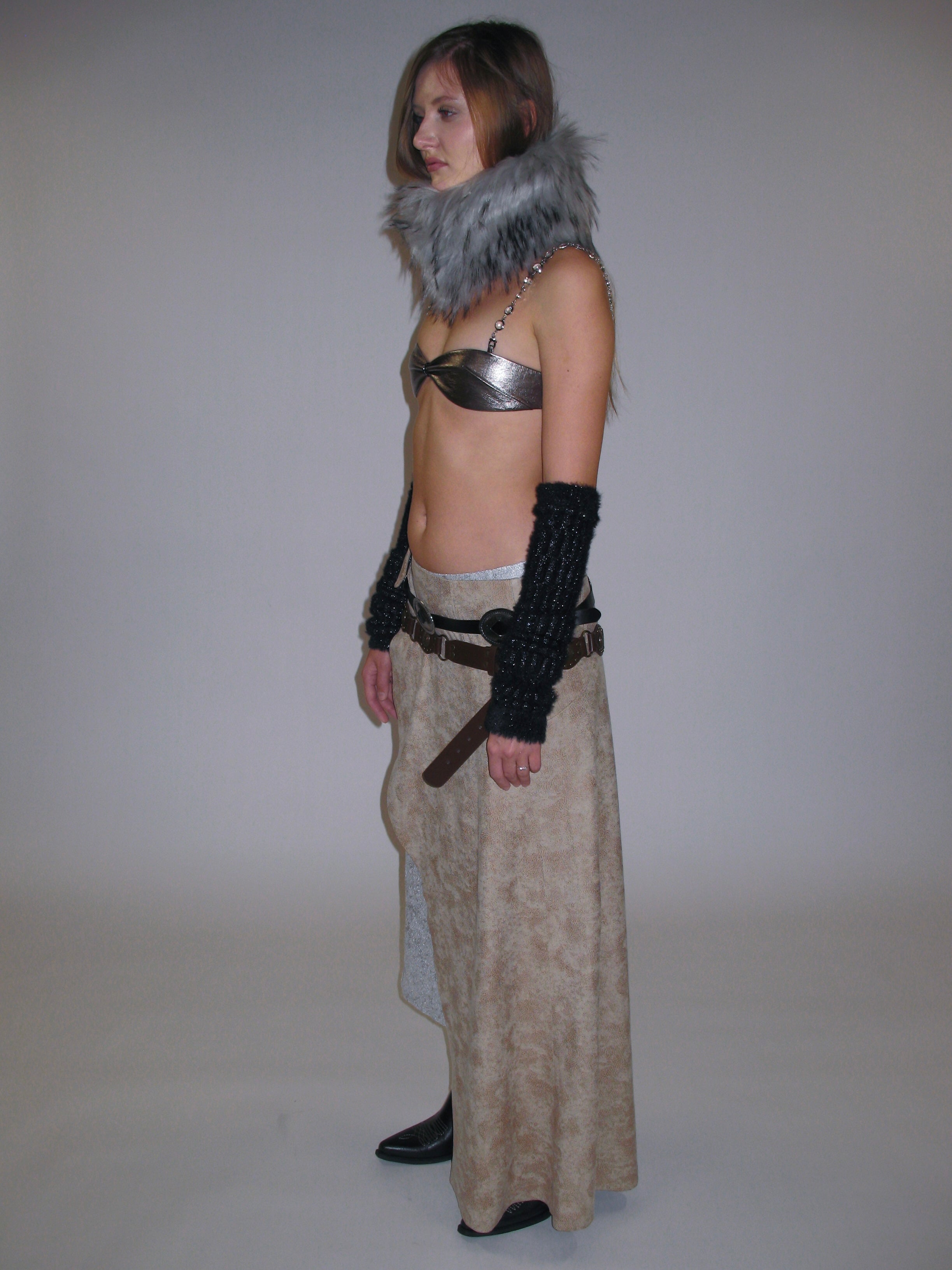 PROD 2025-1 Beige / One-size (XS-M) / In-stock Faux Leather Overlay Midi Skirt