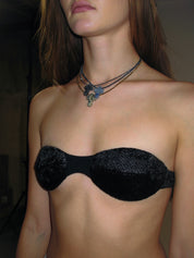 PROD 2025-1 Black / 1 (XS-S) / In-stock Velvet Dot Bandeau Top/ Black (With Positioning Brooch)