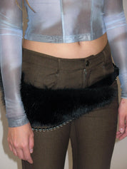 PROD 2025-1 Black / 75-90cm (XS-S) / In-stock Faux Fur Waist Wide Belt