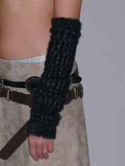 PROD 2025-1 Black / One-size / In-stock Fuzzy Knitted Shimmer Arm Warmer