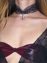 PROD 2025-1 Black / One-size / In-stock Gothic Lace Cross Choker/ Black