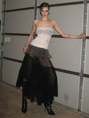 PROD 2025-1 Black / XS / In-stock Sheer Pleated Tulle Midi Skirt