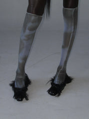 PROD 2025-1 Blue / One-size / In-stock Sheer Print Calf-High Socks/ Blue