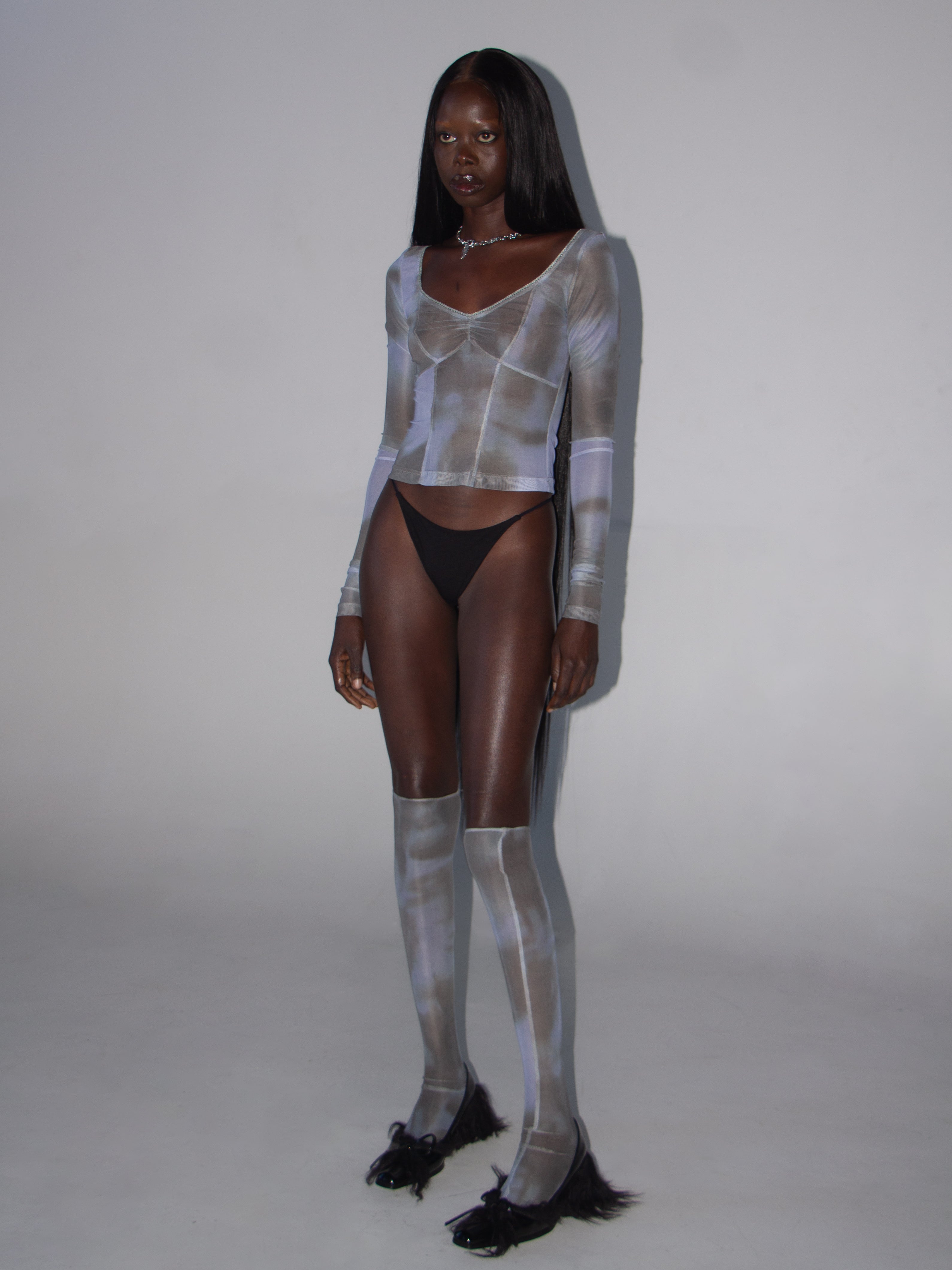 PROD 2025-1 Blue / XS / In-stock Shadow Mesh V-Neck Layer/ Blue