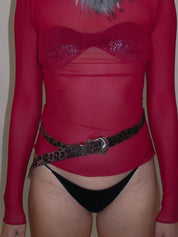 PROD 2025-1 Coffee / One-size / In-stock Leopard Engraved Head Punk Belt