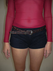 PROD 2025-1 Coffee / One-size / In-stock Leopard Engraved Head Punk Belt