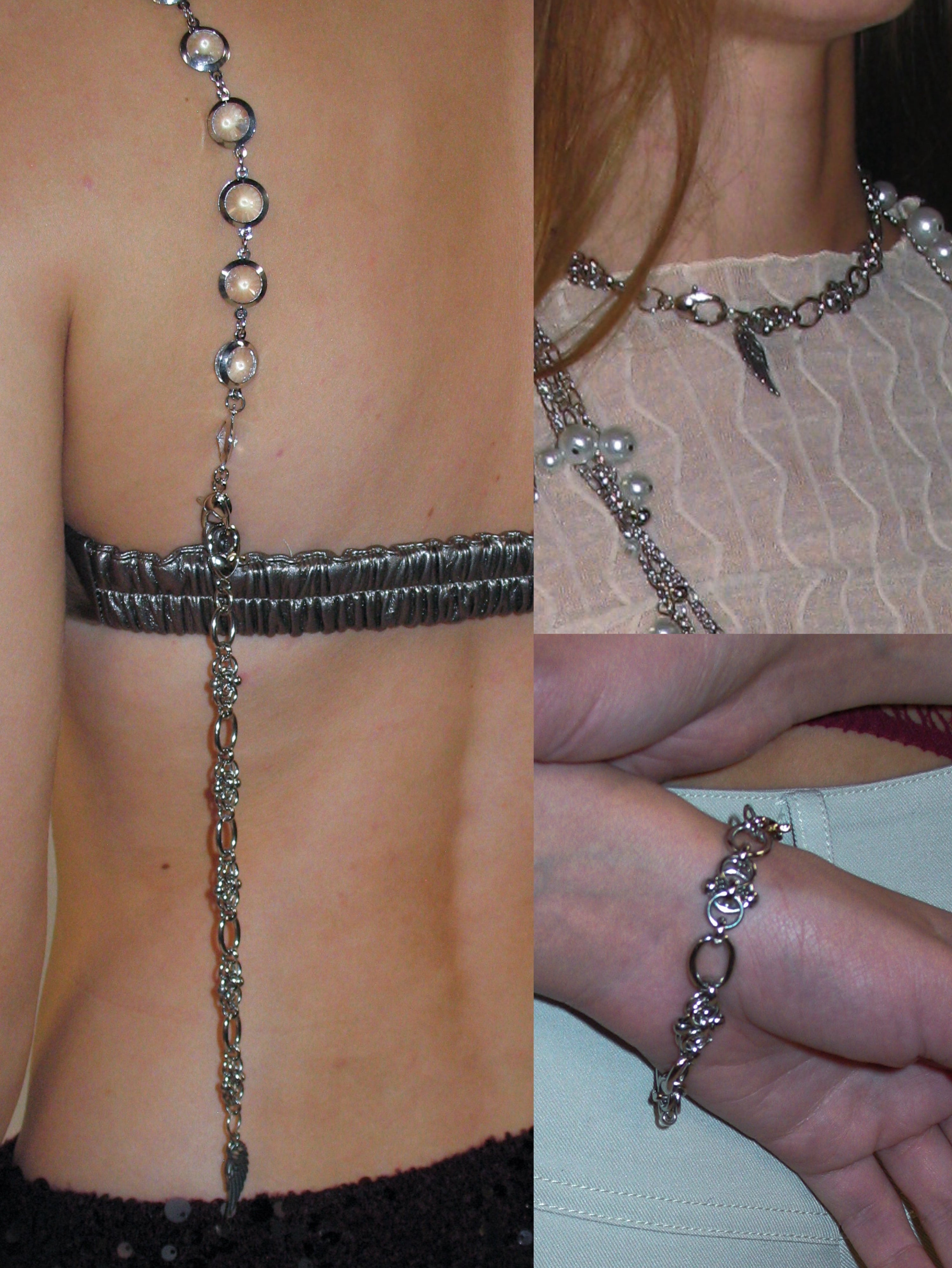 PROD 2025-1 Extension Chain*2 / 1 (XS-S) / In-stock Faux Leather Chain Bra Top/ Silver