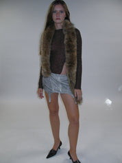 PROD 2025-1 French Jewel Neck Mesh Long Sleeve/ Coffee