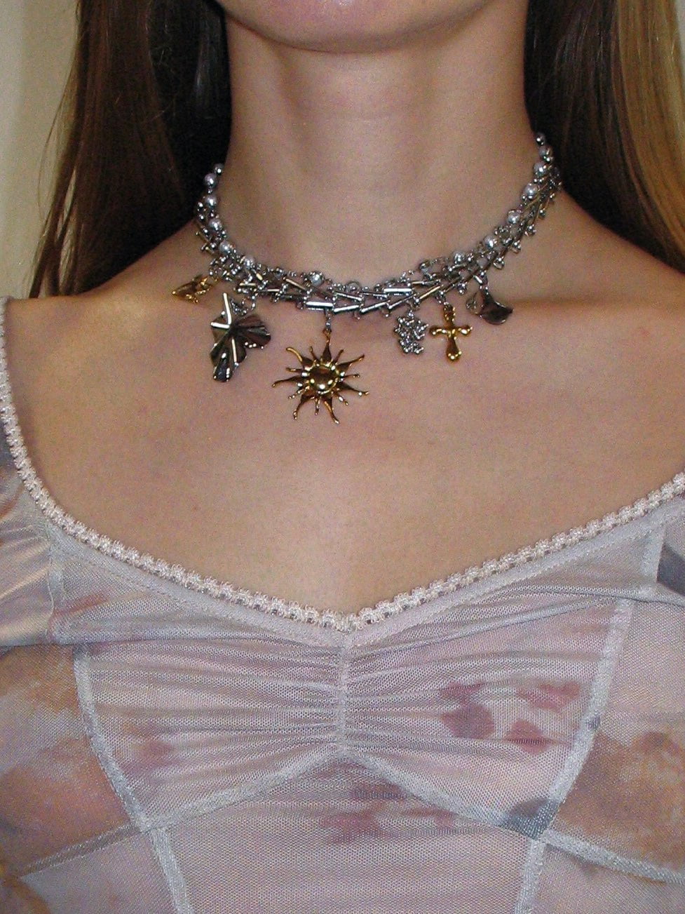  In-stock Punk Sun Titanium Steel Choker