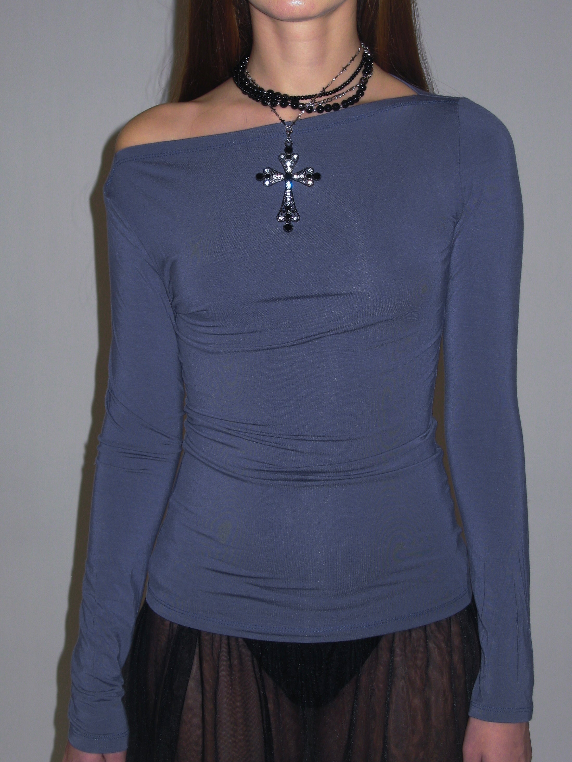 PROD 2025-1 Gray-blue / XS / In-stock Fit Asymmetric Long Sleeve