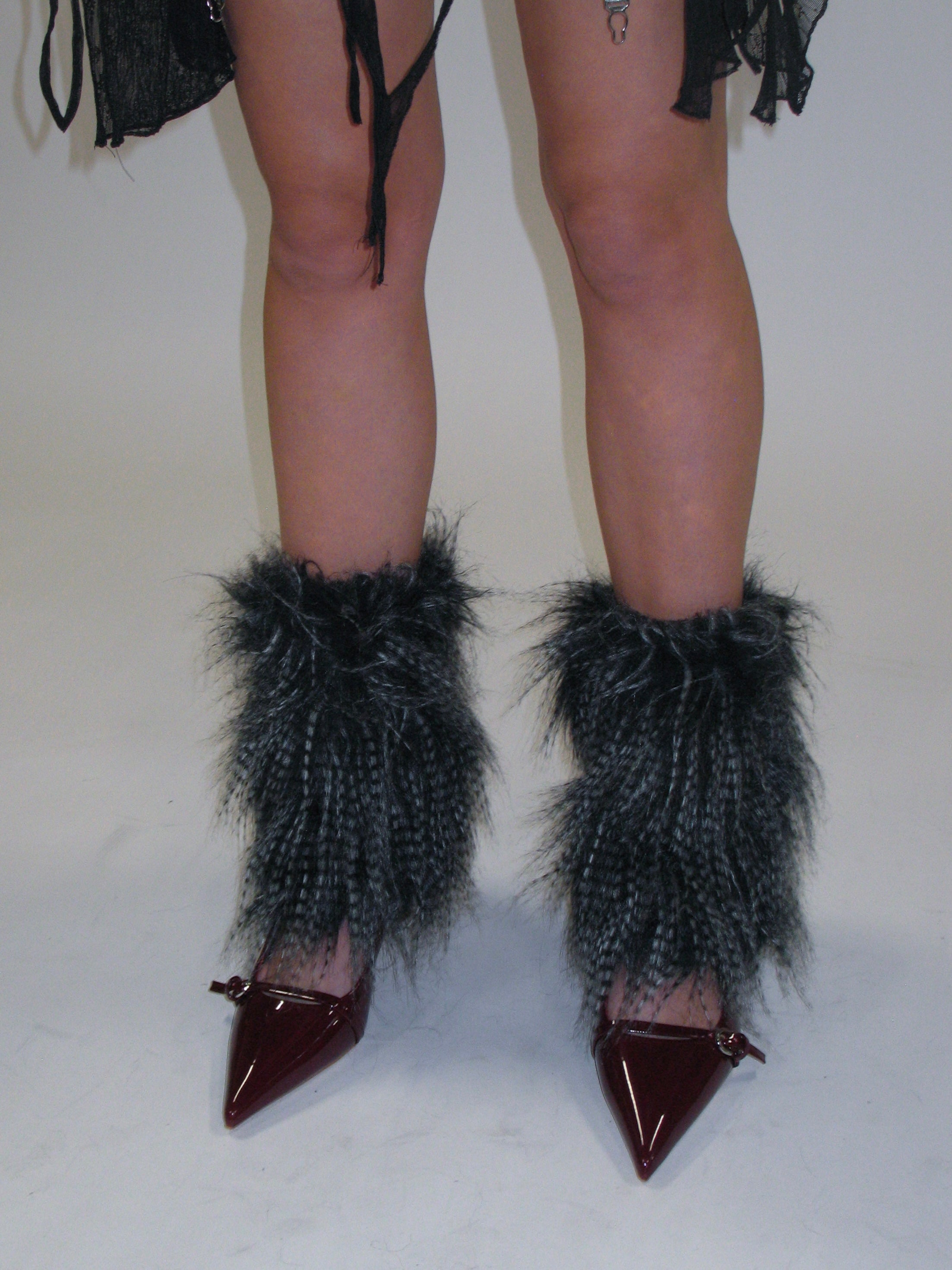 PROD 2025-1 Gray / One-size / In-stock Faux Fur Leg Warmers