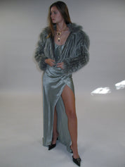 PROD 2025-1 Gray Plush Faux Fur Coat