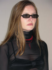 PROD 2025-1 High Neck Mesh Wrap Top/ Black