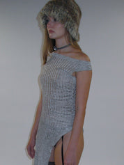 PROD 2025-1 Off-Shoulder Slit Knit Top