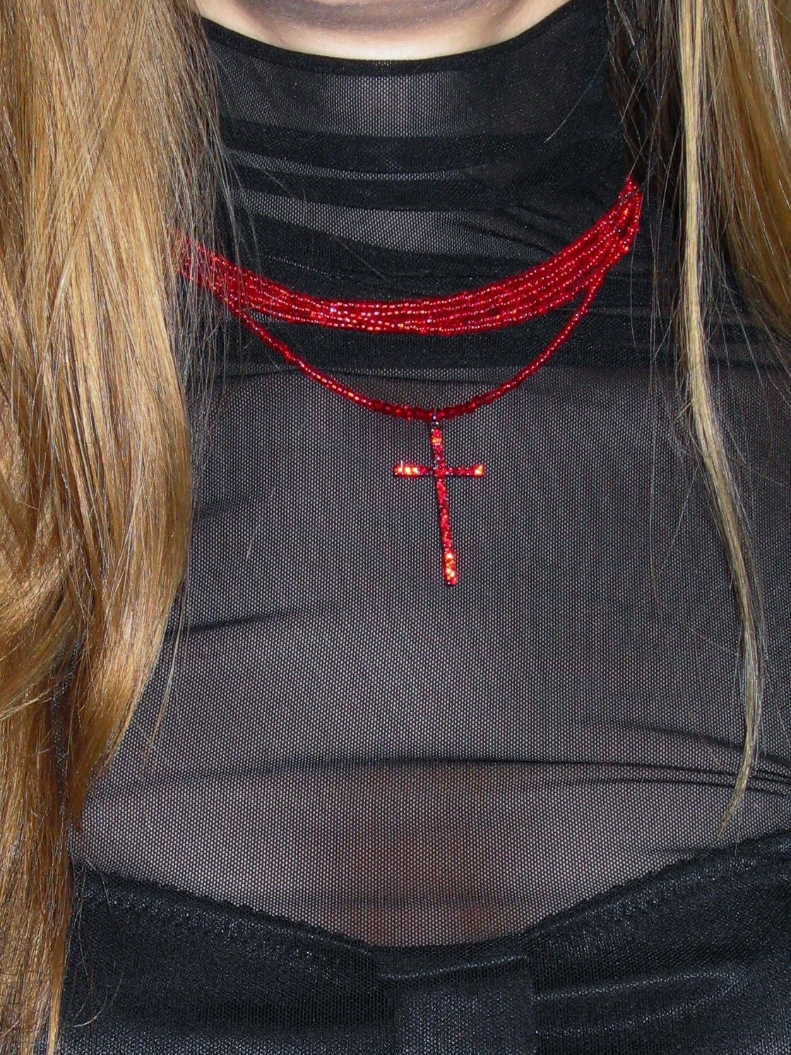  In-stock Red Cross Multilayer Necklace