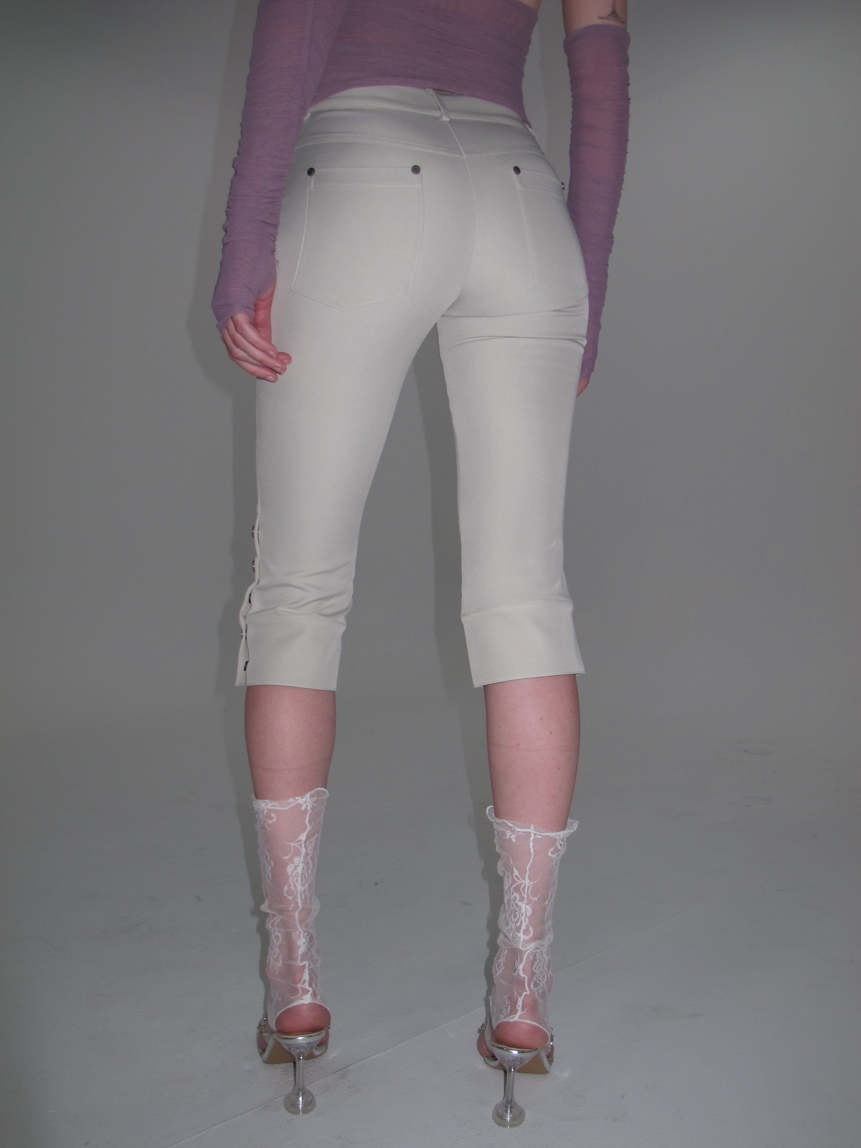 PROD 2025-1 Side Button Capri Pants/ White