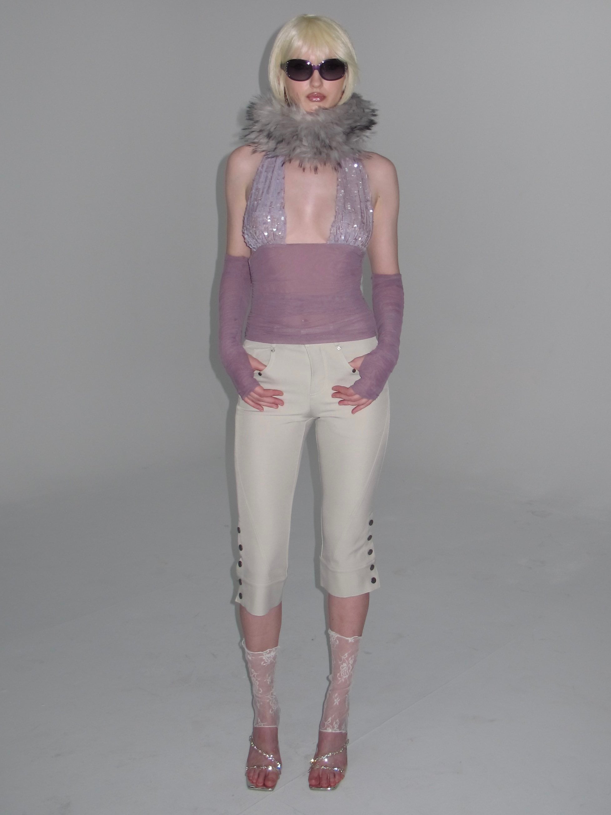 PROD 2025-1 Side Button Capri Pants/ White