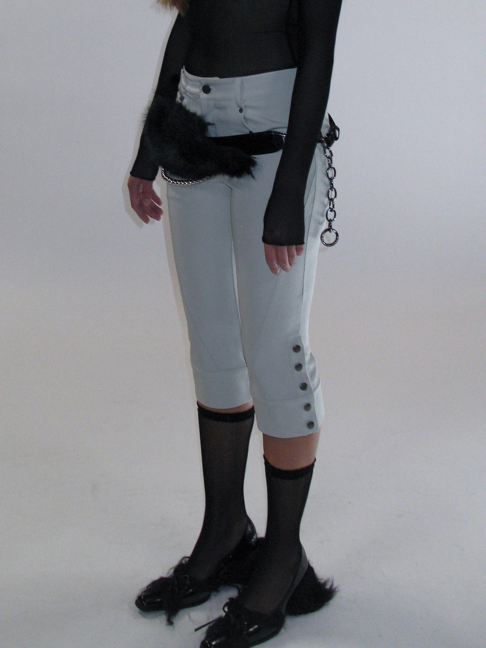 PROD 2025-1 Side Button Capri Pants/ White