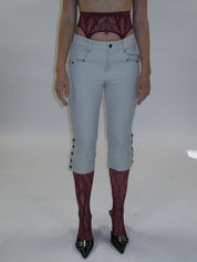 PROD 2025-1 Side Button Capri Pants/ White