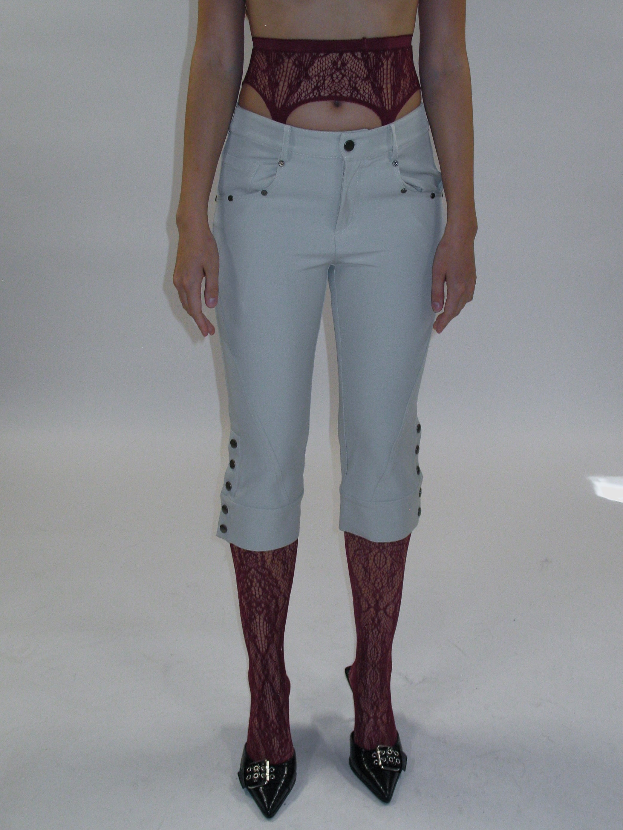 PROD 2025-1 Side Button Capri Pants/ White