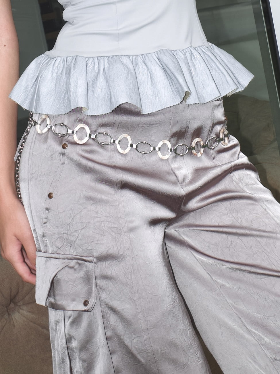PROD 2025-1 Silver/ Beige / One-size / Pre-order 7-14days Resin Link Waist Chain