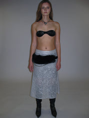 PROD 2025-1 Velvet Dot Bandeau Top/ Black (With Positioning Brooch)