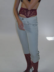 PROD 2025-1 White / XS / In-stock Side Button Capri Pants/ White