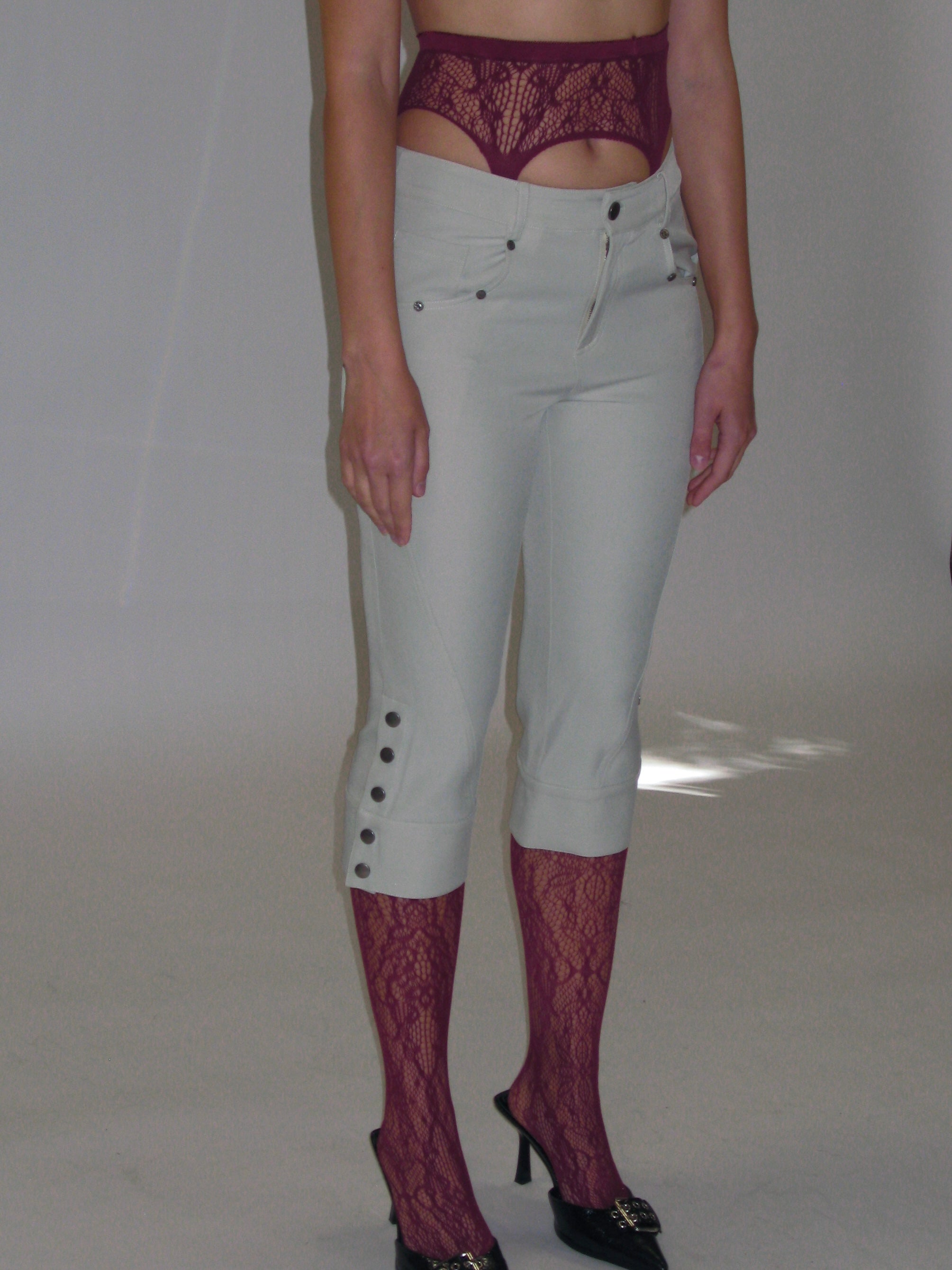 PROD 2025-1 Wine Red / One-size / In-stock Lace Garter Belt Fishnet Thigh Highs