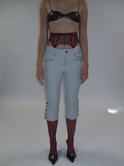 PROD 2025-1 Wine Red / One-size / In-stock Lace Garter Belt Fishnet Thigh Highs