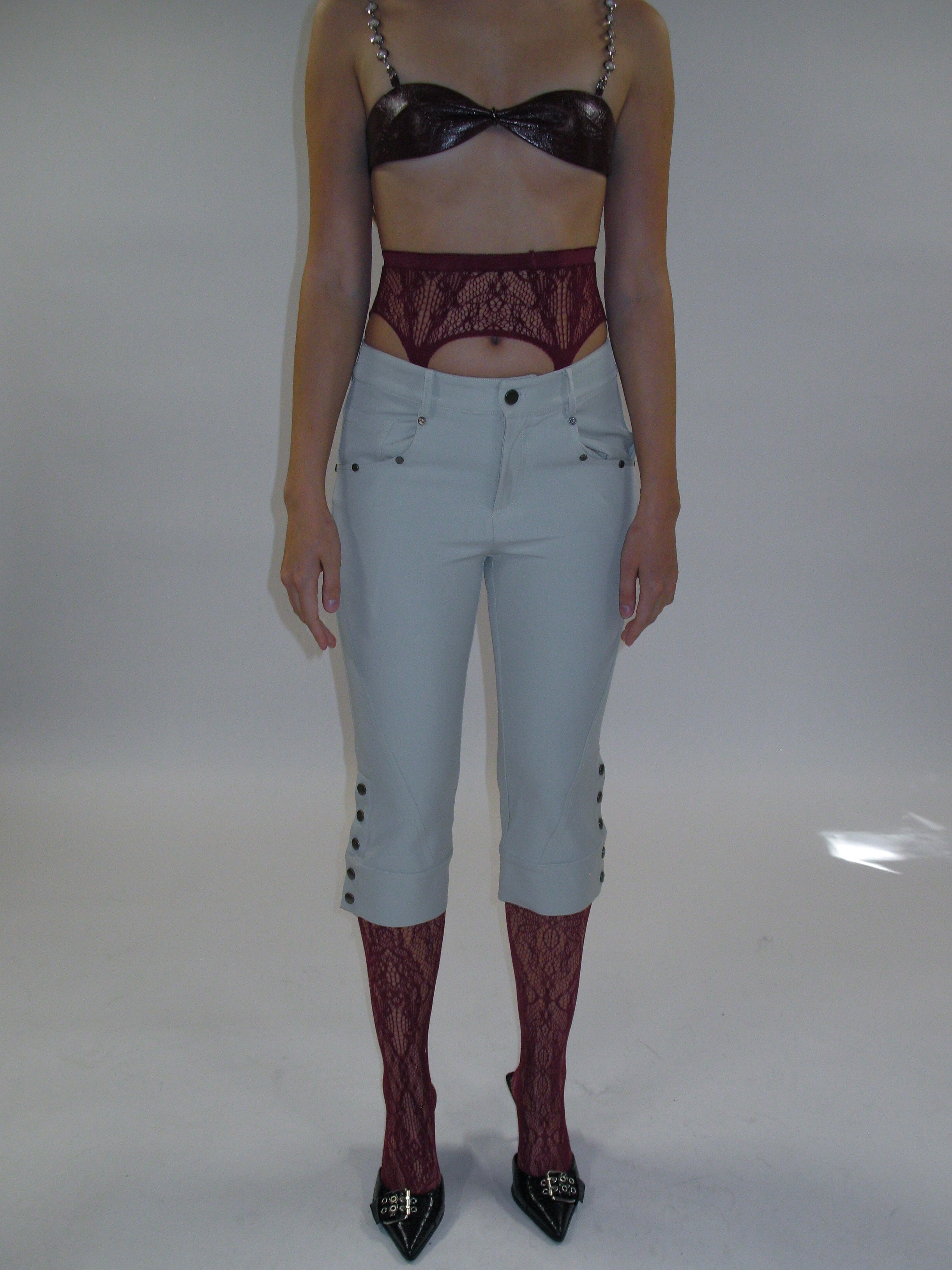 PROD 2025-1 Wine Red / One-size / In-stock Lace Garter Belt Fishnet Thigh Highs