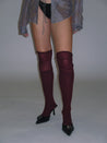 PROD 2025-1 Wine red / One-size / In-stock Splicing Thigh-High Over-The-Knee Socks