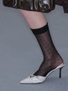 PROD 2025-2 Black / One size / In-stock French Shimmer Polka Dot Stockings Socks