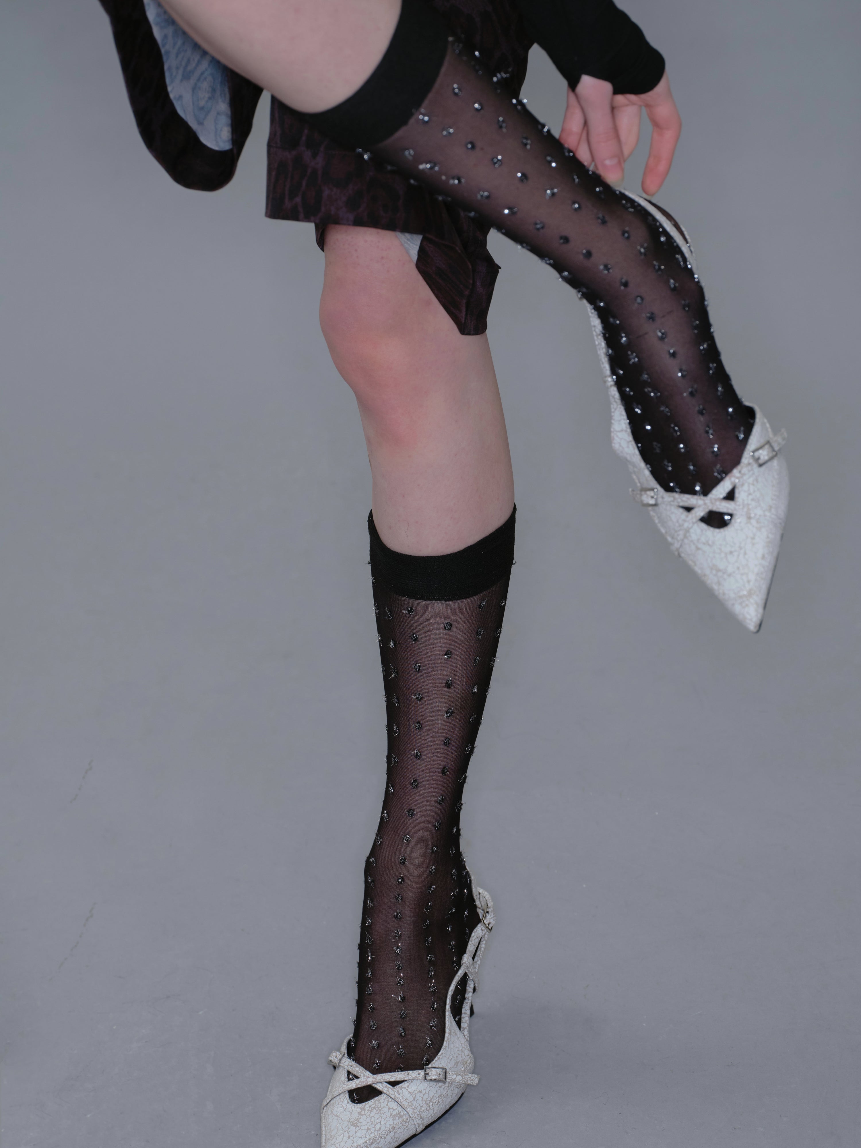  In-stock French Shimmer Polka Dot Stockings Socks
