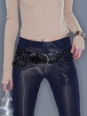 PROD 2025-2 Black / One size / In-stock Hollow-out Belt with Studs