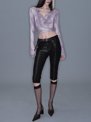 PROD 2025-2 Black / XS / In-stock Metallic Mid-Length Shorts/ Black