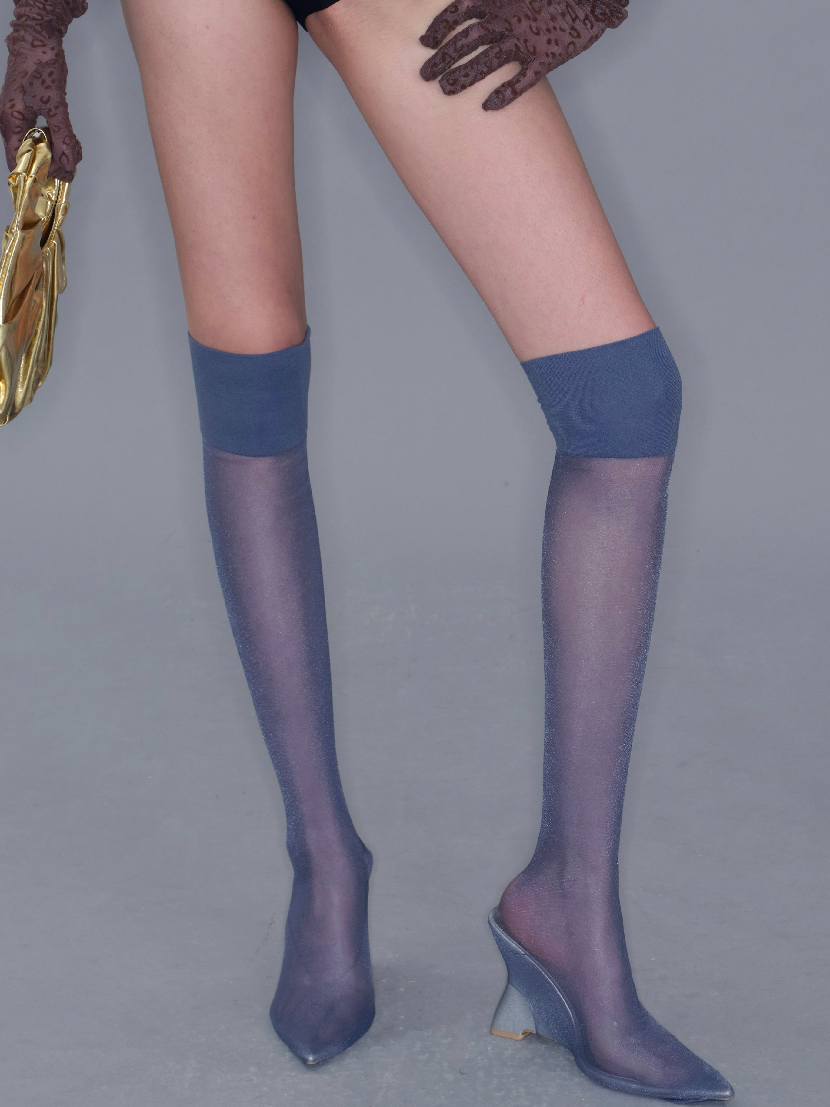 PROD 2025-2 Blue / One size / Pre-order20%Off (7-14days) Oily Slim Thigh High Stockings