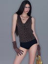 PROD 2025-2 Coffee / One size / In-stock Long Mesh Leopard Print Gloves